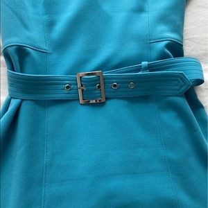 Blue Fit and Flare Dress - WHBM Cocktail Professional w/ Belt - Slimming!